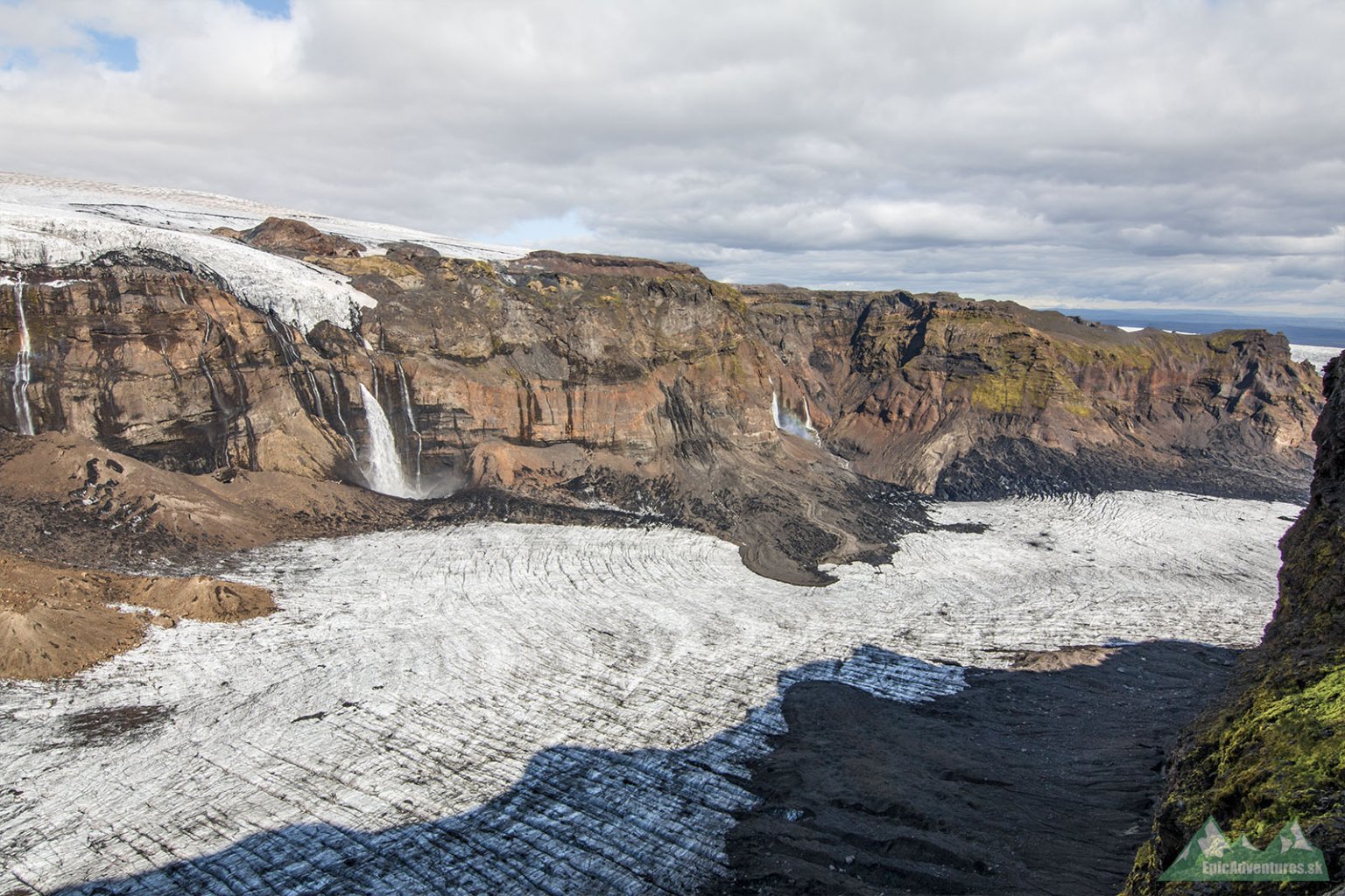 Výhľad na nádherný ľadovcový splaz Huldujökull 